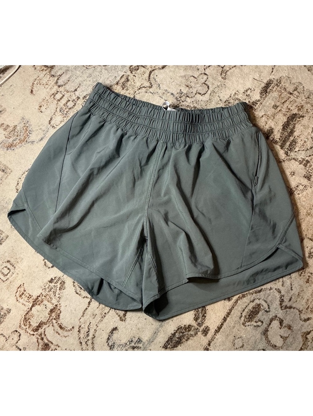 CRZ YOGA Women's Large 12 Gray Green Lined Running Athletic Shorts